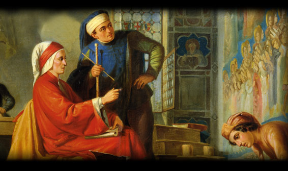 Leopoldo Toniolo, Dante visita Giotto nella Cappella degli Scrovegni (seconda meta' dell'800)